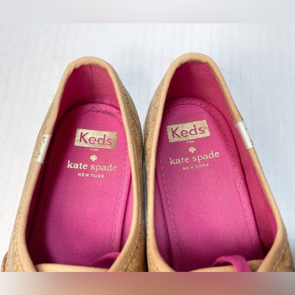 KEDS ♠️ Kate Spade Corkie Lipstick Pink Natural Cork Sneaker Size US 9.5 - Picture 8 of 12